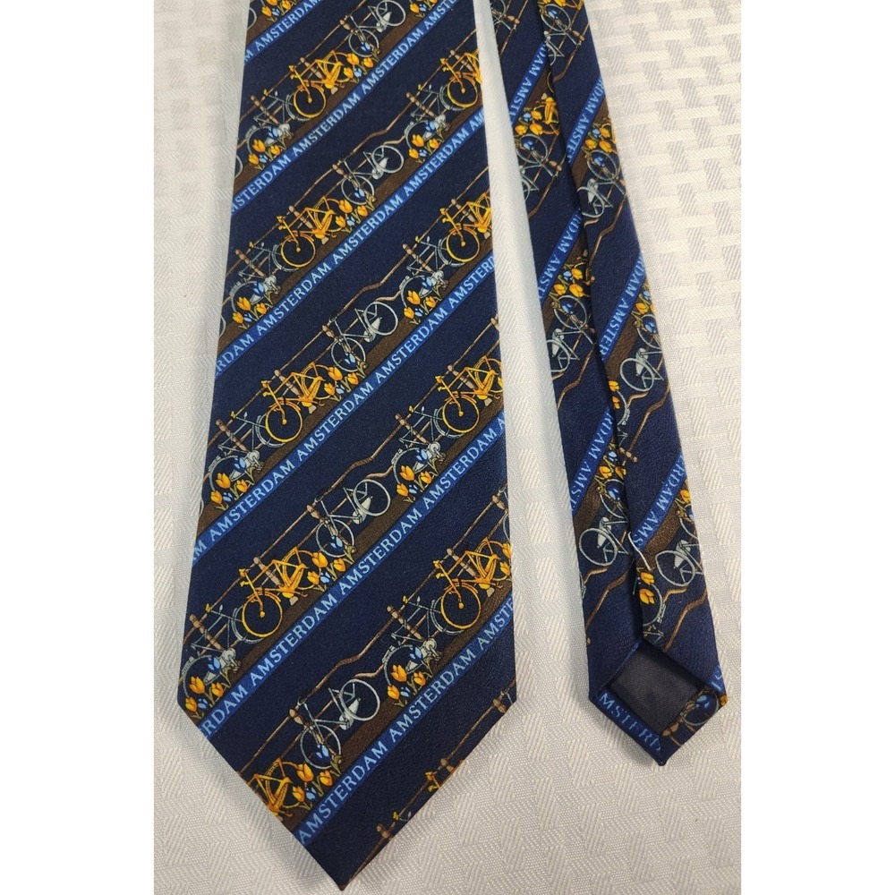 Amsterdam Cycling Blue Gold Silver‎ Tie Bicycle Netherlands